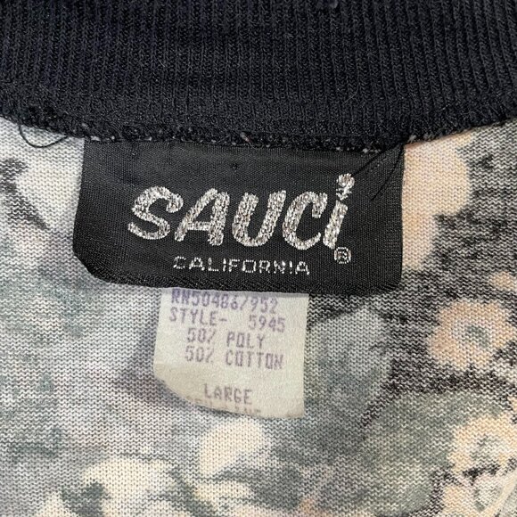 Sauci Vintage Cardigan Blouse Jacket Lightweight Cotton Blend Floral Rose Size L - Picture 11 of 12